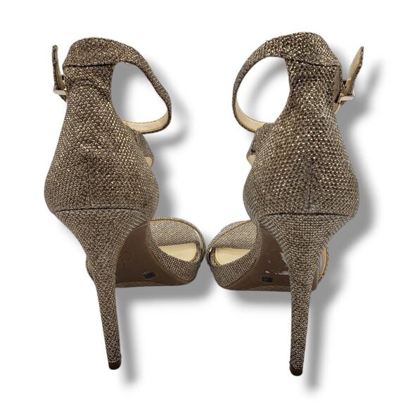 Jessica Simpson Rayli 2 Sandal Womens 7 Gold Ankle Strap High Heel Strappy - Picture 6 of 9